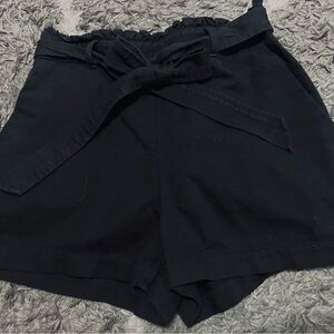 Women’s Black Paperbag Waist Tie Shorts